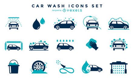 Colección de iconos de lavado de autos