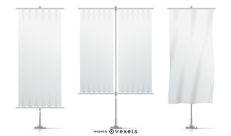 White mockup flags set White mockup flags set