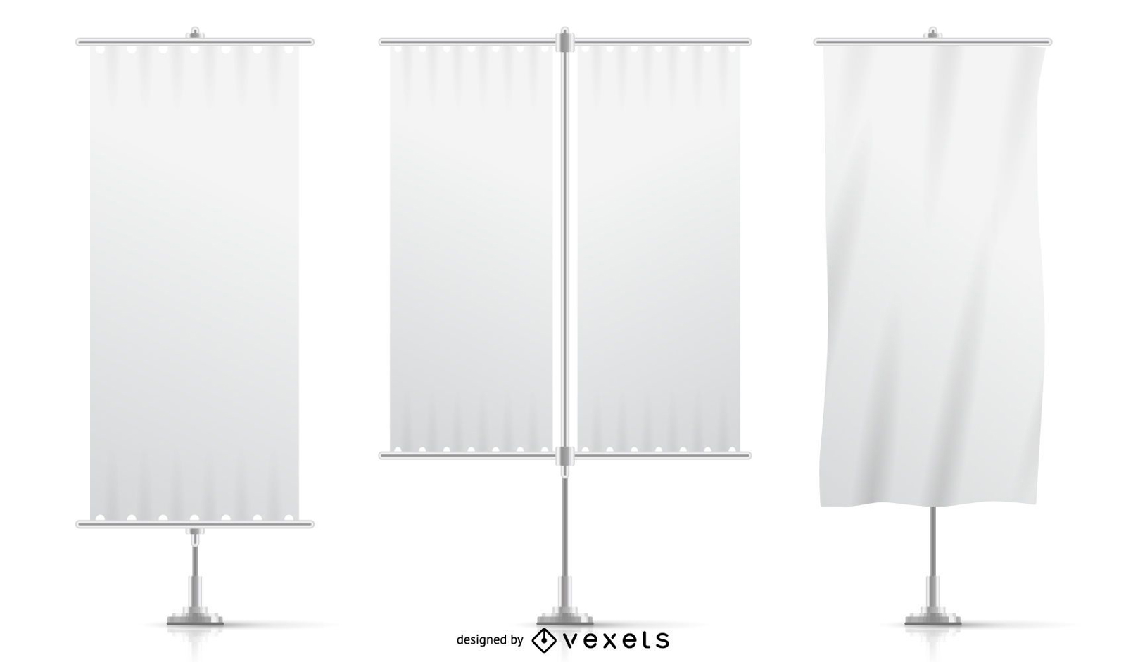 Download White Mockup Flags Set - Vector Download