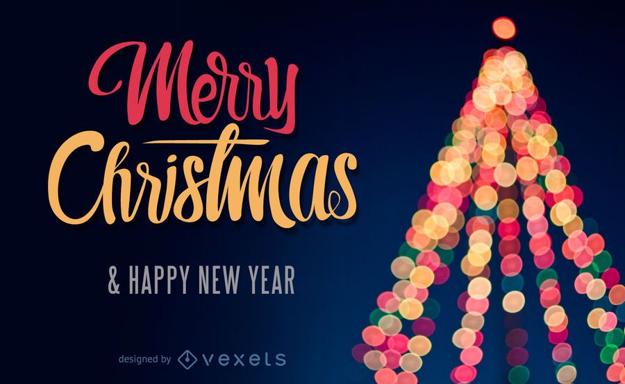 Christmas design with a bokeh Christmas tree Christmas design with a bokeh Christmas tree