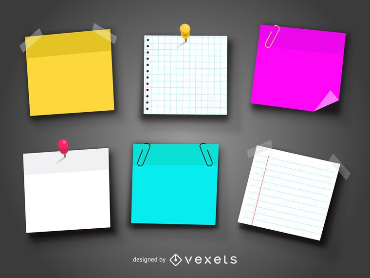 Set Of Realistic Post It And Notes Vector Download