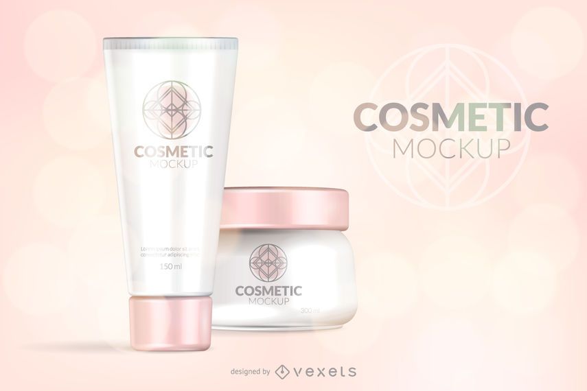 Maquete de embalagem cosmética rosa Maquete de embalagem cosmética rosa