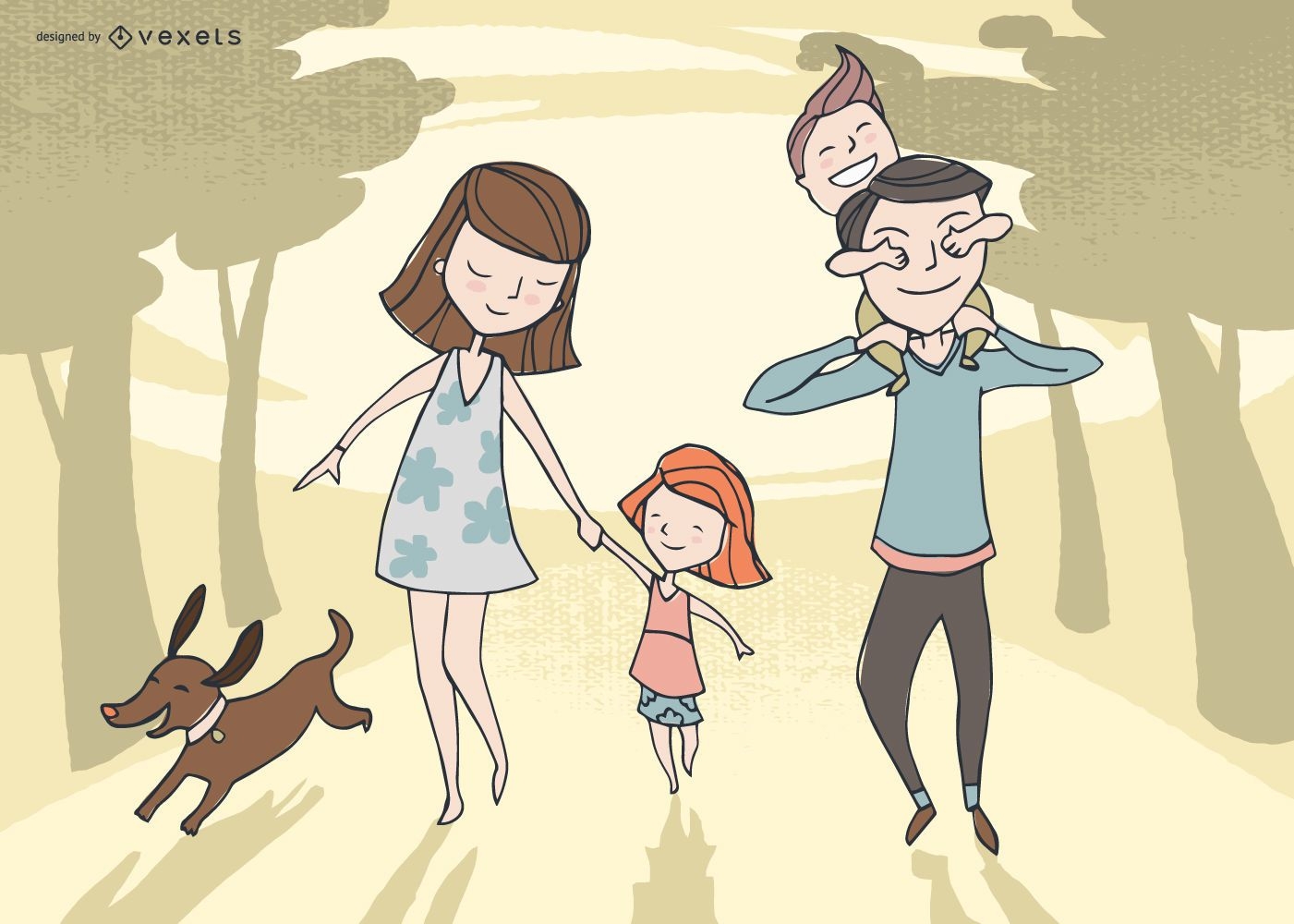 Desenho de ilustração de família fofo