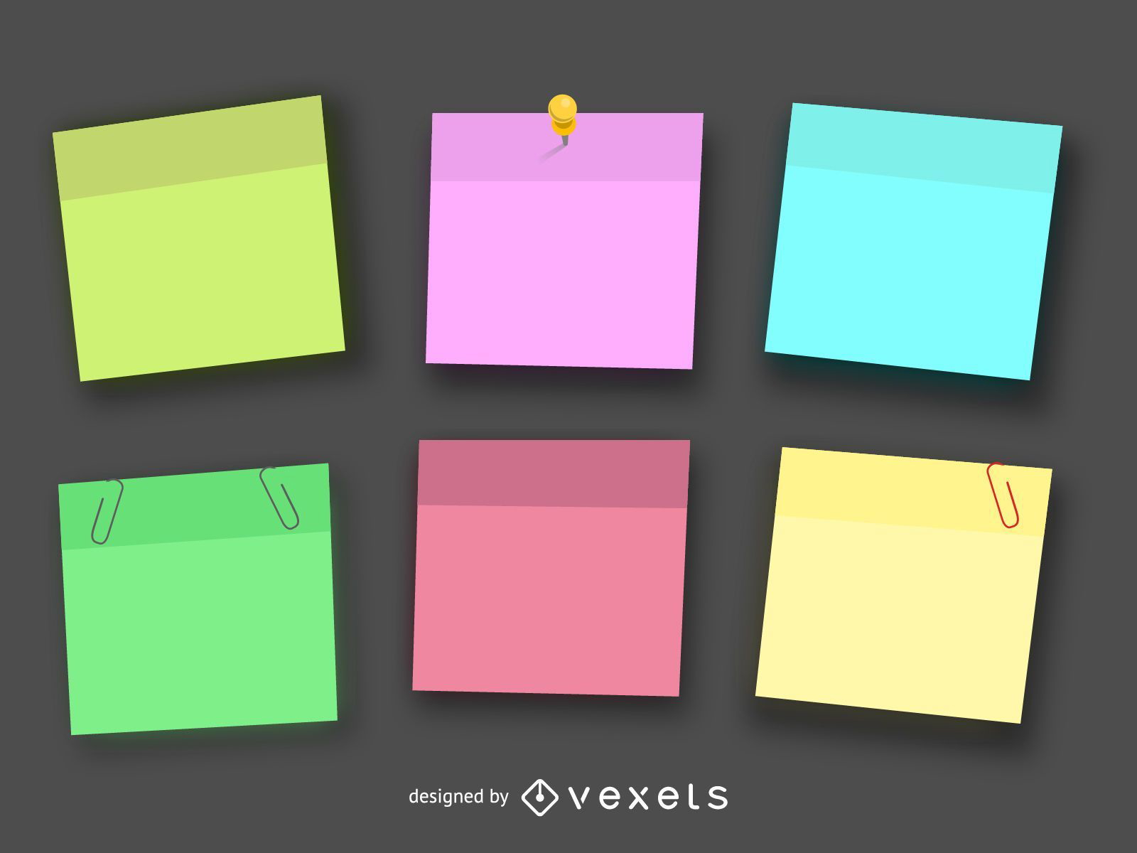 Colorful Post It Illustration Set Vector Download