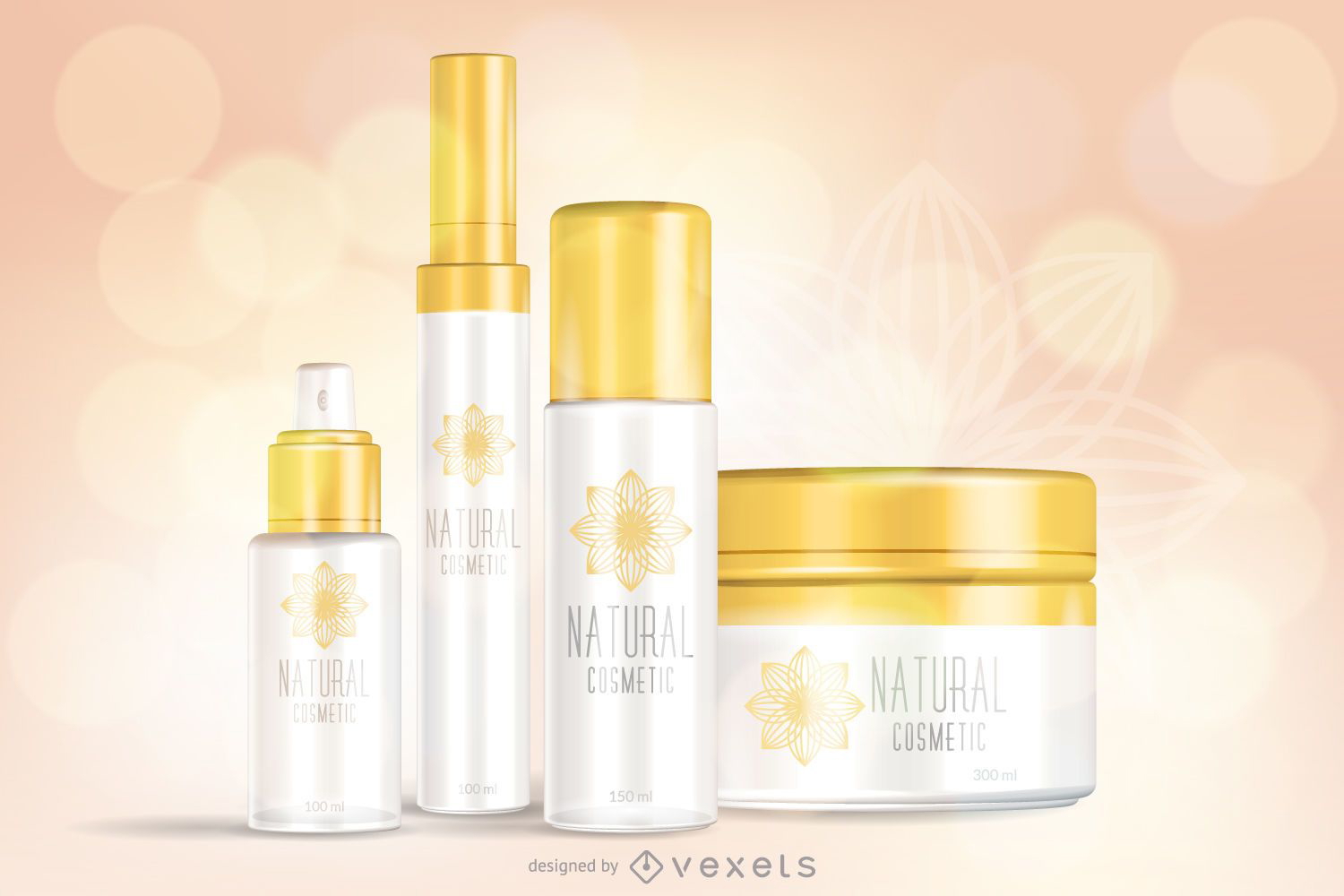 Conjunto de plantilla de empaque de crema cosmética