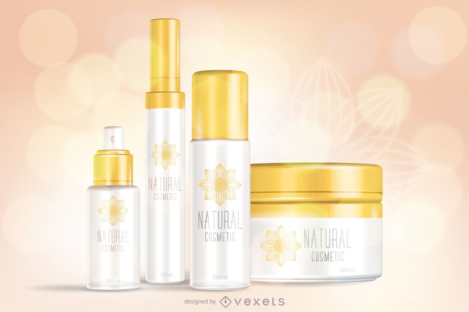 Set of cosmetic cream packaging template