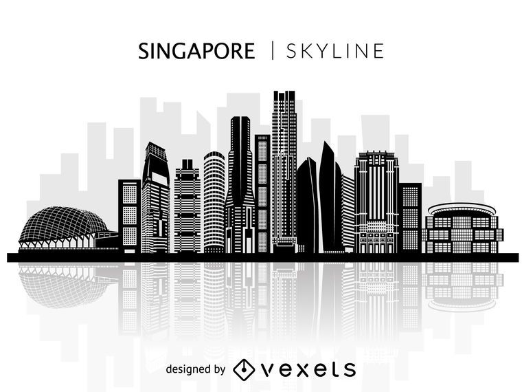 Silueta del horizonte de Singapur Silueta del horizonte de Singapur