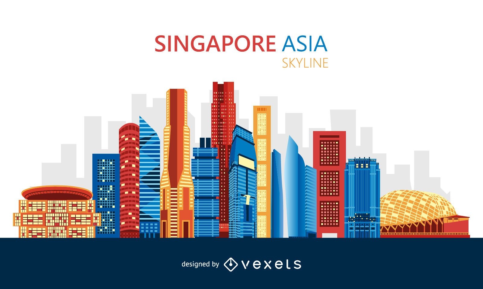 Colorful Singapore skyline design