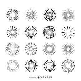 Conjunto de ilustrações de sunburst