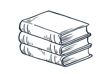 Line art stack of books illustration