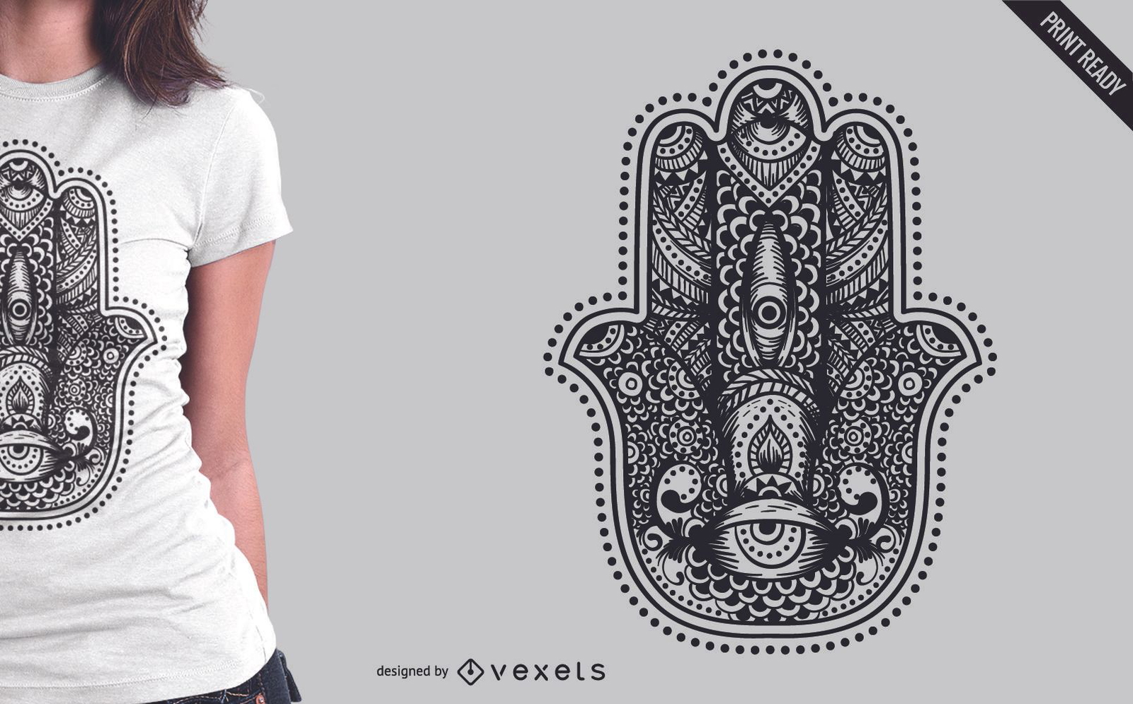 Design de camiseta de ilustração Hamsa