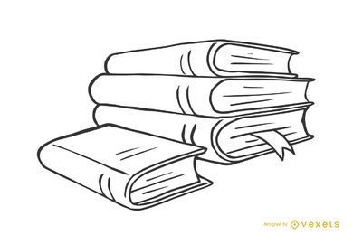 Pilha de livros ilustrados