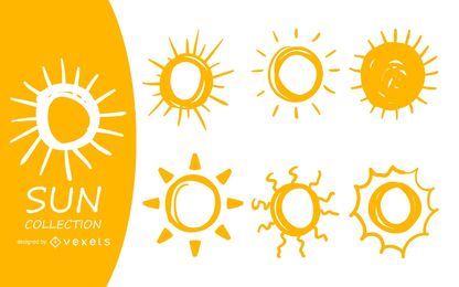 Sun doodle illustration set