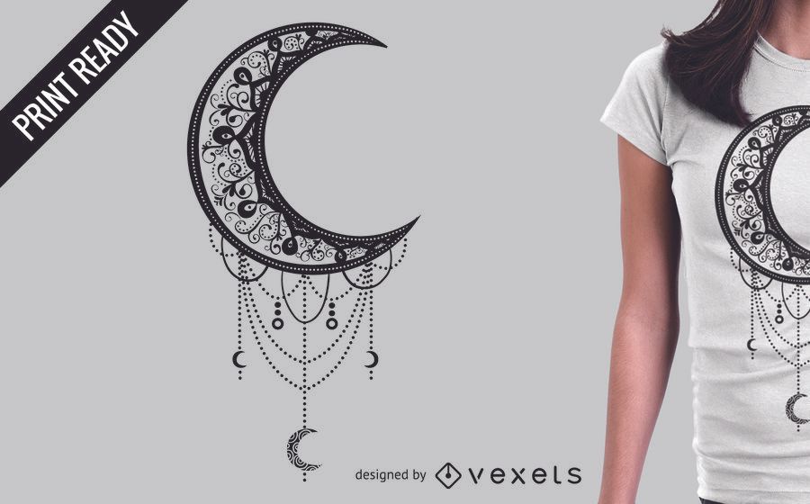 Illustrated moon t-shirt design Illustrated moon t-shirt design
