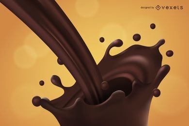 Ilustrações realistas de leite com chocolate