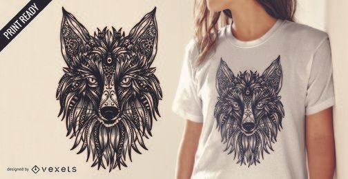 Design de camiseta tribal raposa
