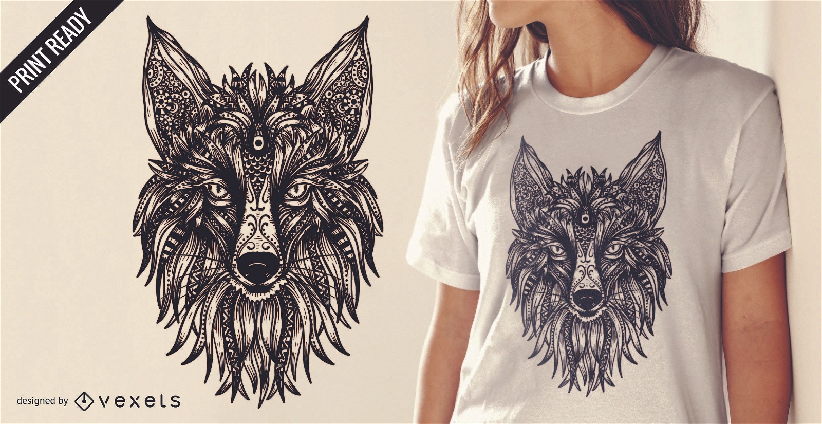 Tribal Fox T-Shirt Design