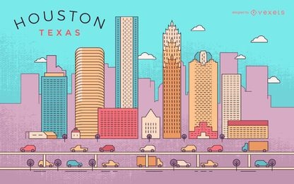 Colorido horizonte de trazo de Houston