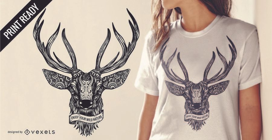 Deer illustration t-shirt design with text Deer illustration t-shirt design with text
