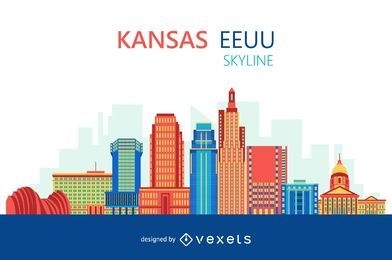 Colorful Kansas skyline