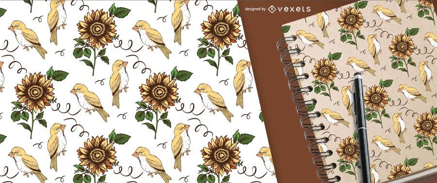 Patrón de girasol y pájaro para mercancía Patrón de girasol y pájaro para mercancía