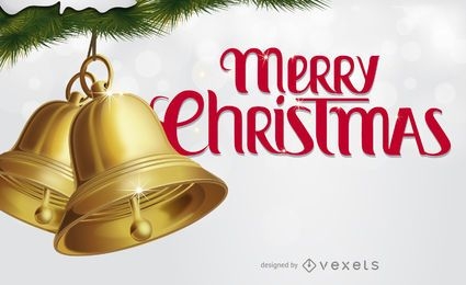 Merry Christmas card with bells