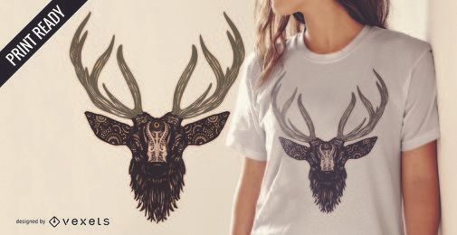 Desenho ilustrado de camiseta de cervo Desenho ilustrado de camiseta de cervo