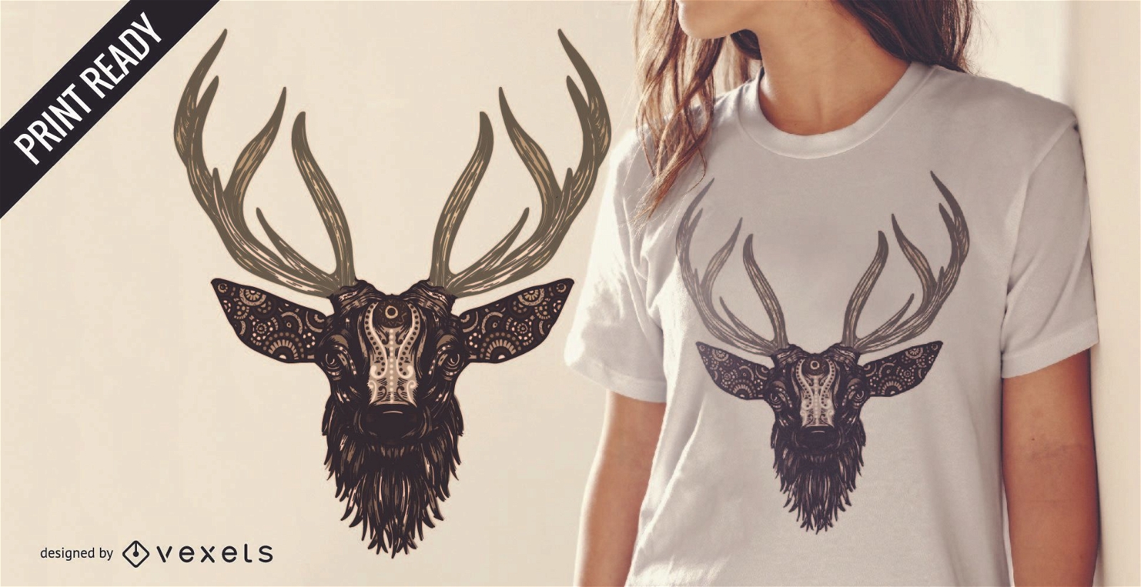 Desenho ilustrado de camiseta de cervo