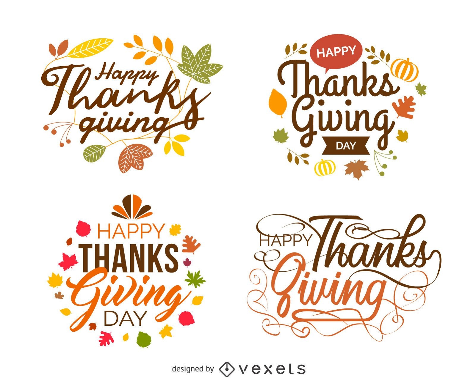 Isolated Thanksgiving festive labels