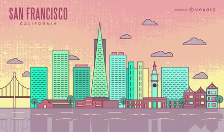 Bunte San Francisco Strich-Skyline