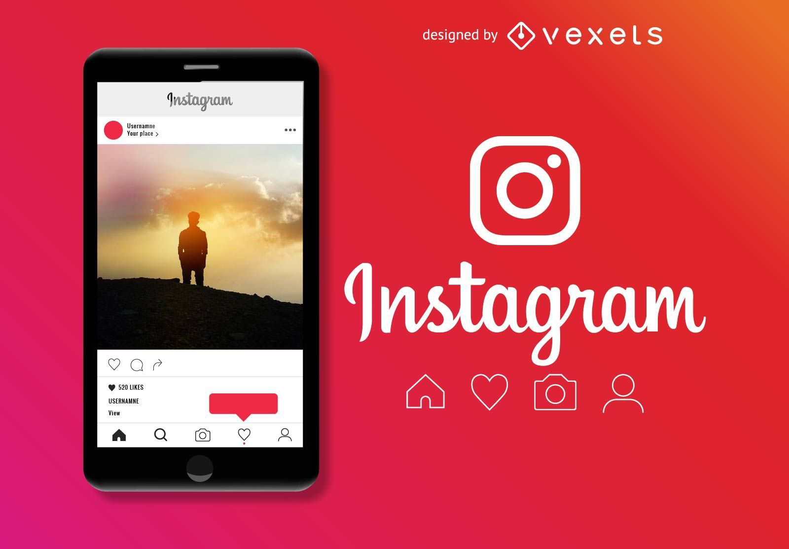 Instagram post mockup - Vector download