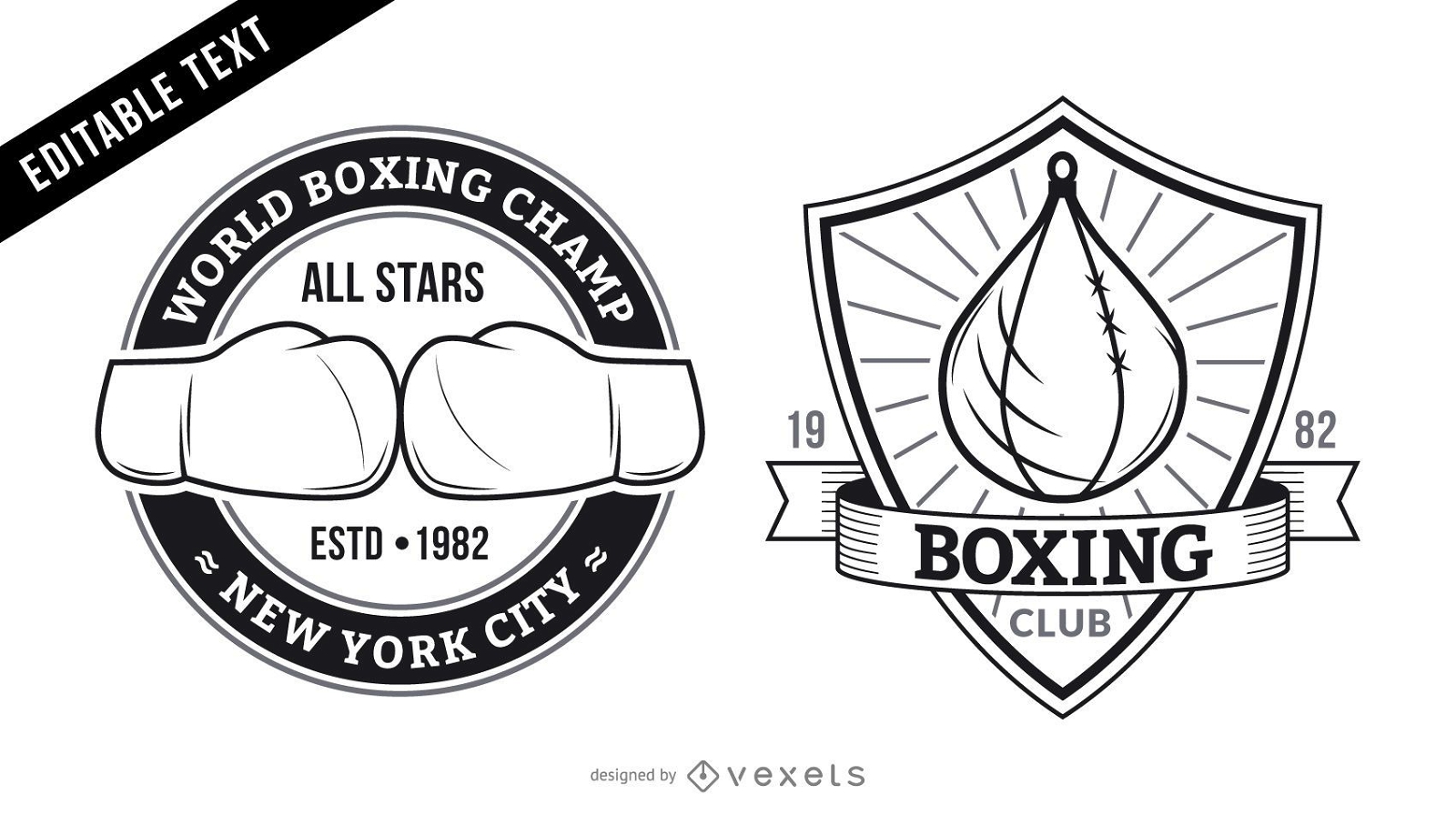 Conjunto de logotipo de academia de boxe