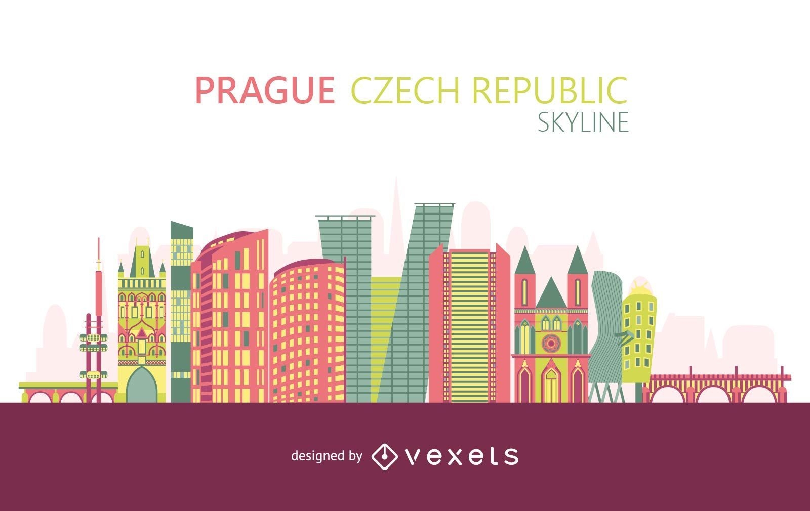 Colorful Prague skyline