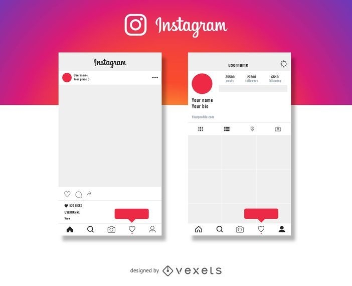 Instagram post and profile mockup - Vector download