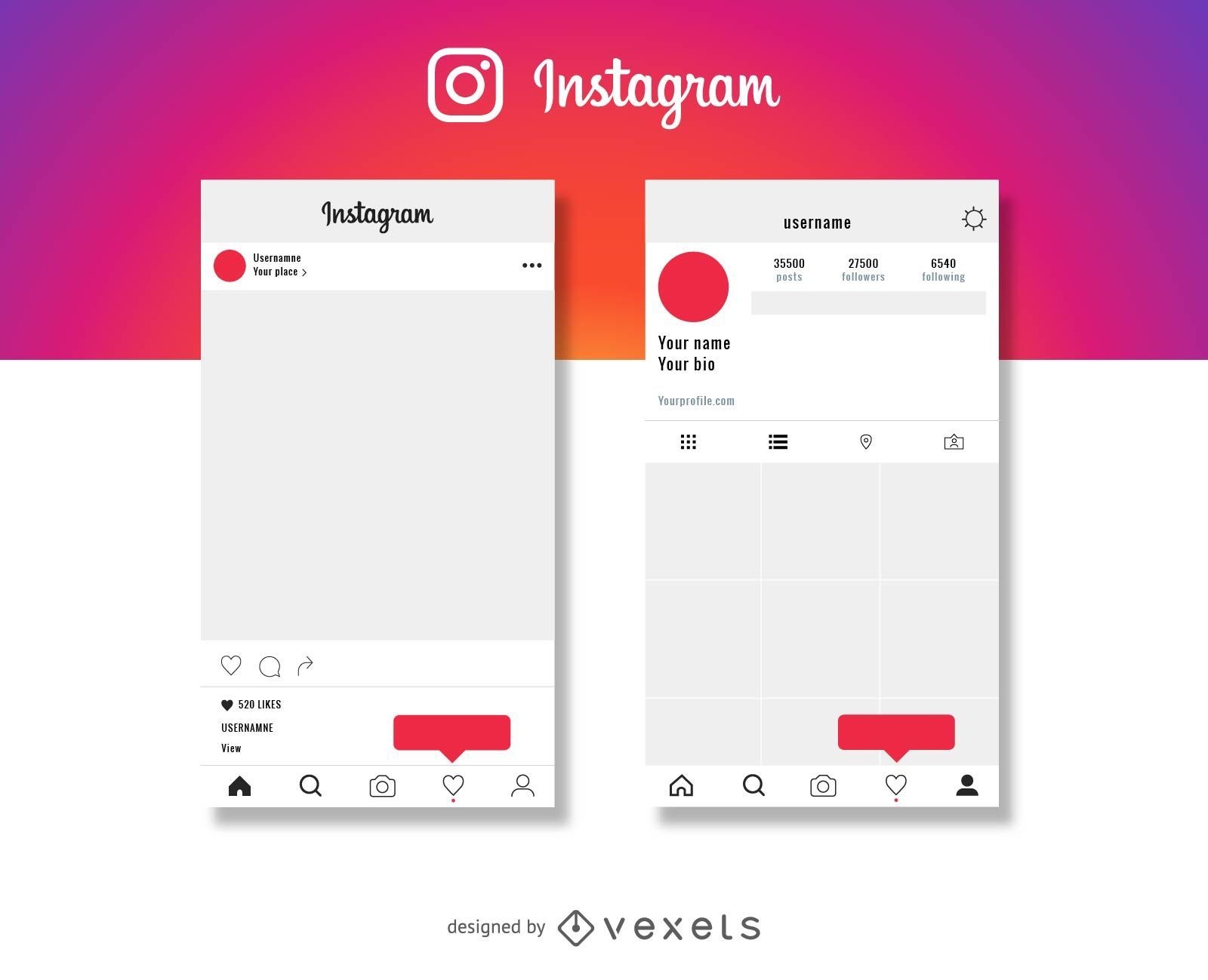 Download Instagram post and profile mockup - Vector download PSD Mockup Templates