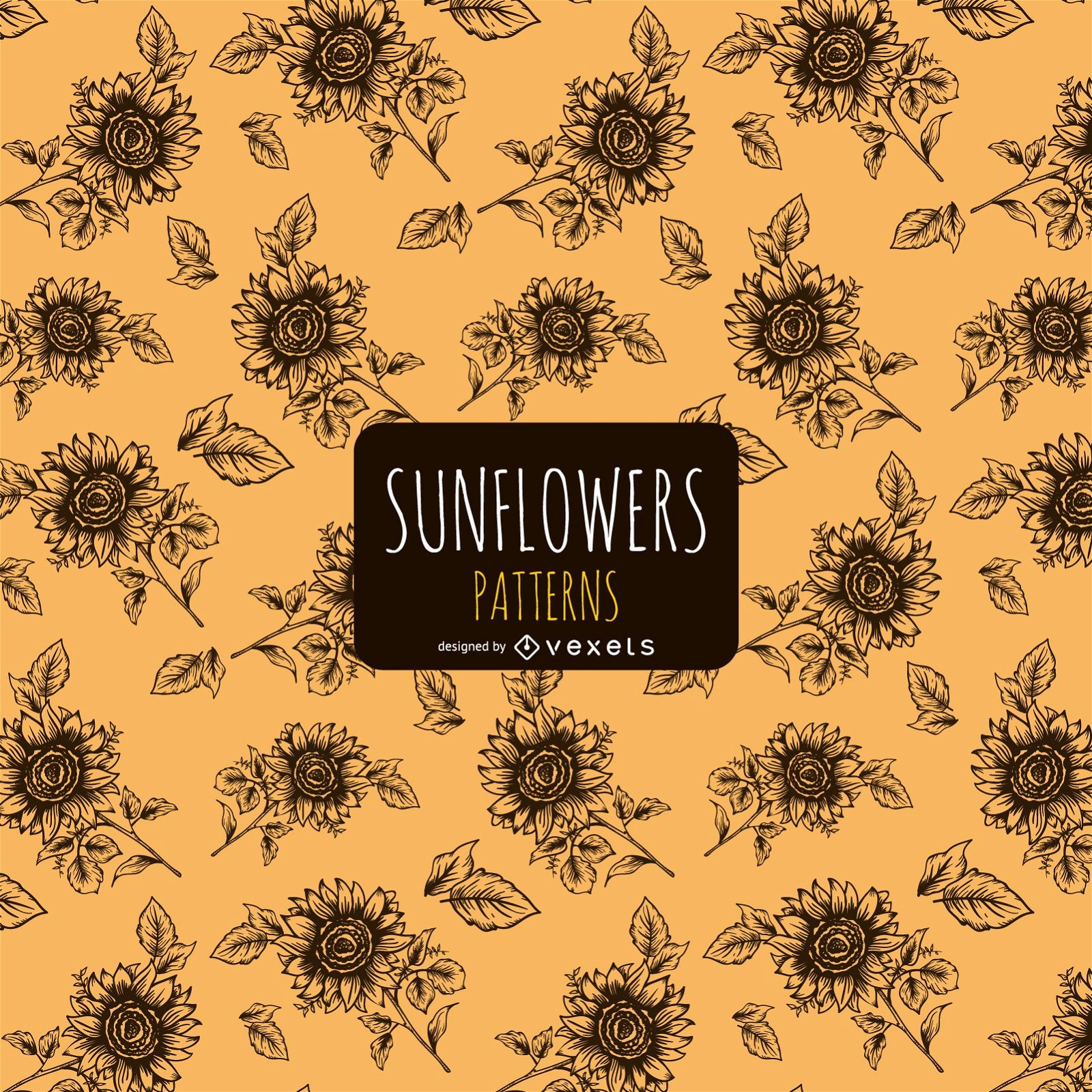 Hand drawn sunflower pattern