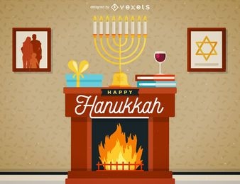 Ilustración de la escena de Hanukkah