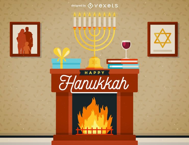 Ilustración de la escena de Hanukkah Ilustración de la escena de Hanukkah