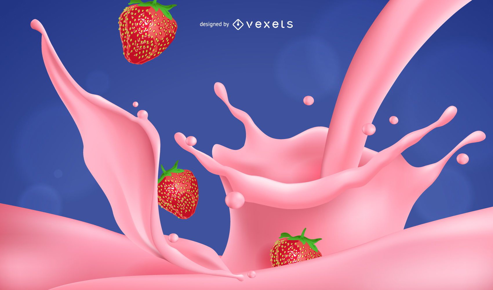 Strawberry yogurt milkshake illustration
