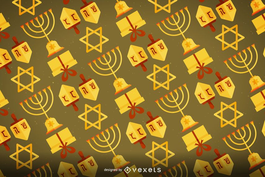 Hanukkah pattern with iconic elements Hanukkah pattern with iconic elements