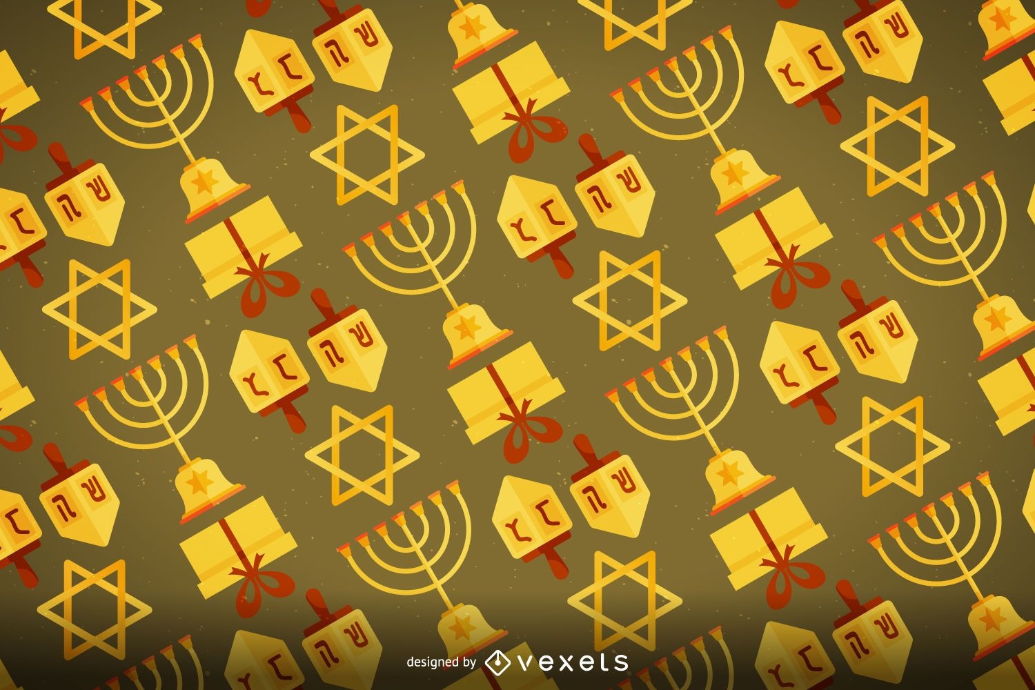 Padrão de Hanukkah com elementos icônicos