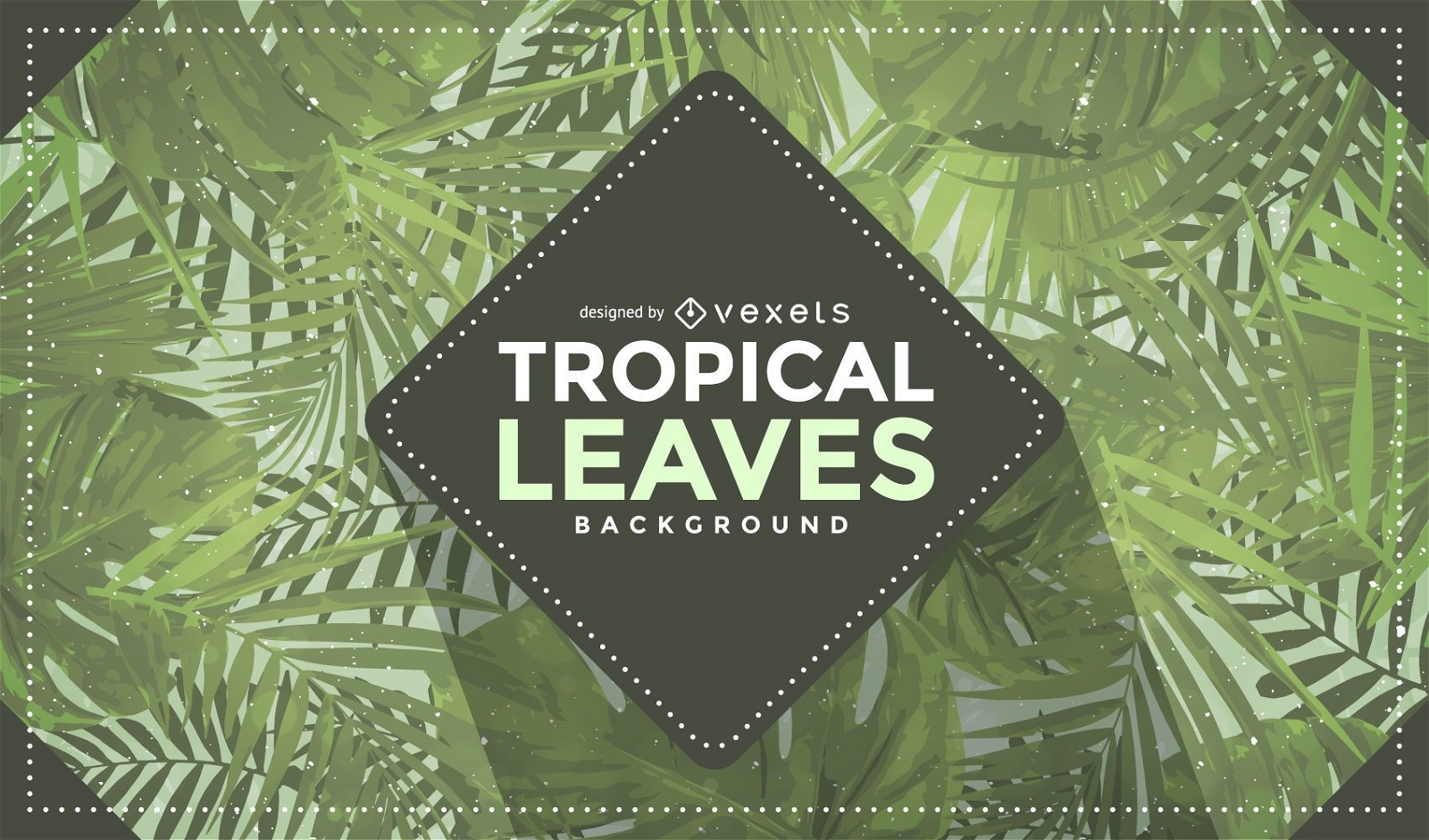 Tropical leaves background with badge