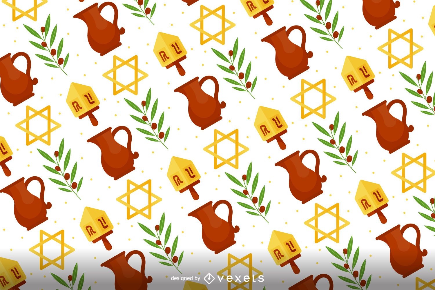 Desenho plano de padrão de Hanukkah