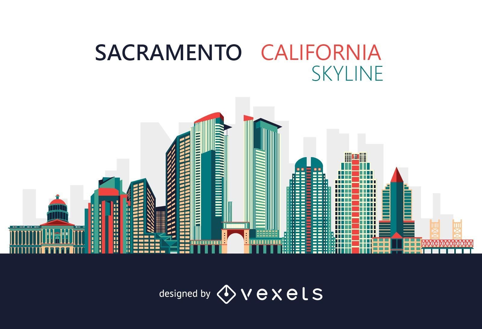 Bunte Skyline von Sacramento Kalifornien