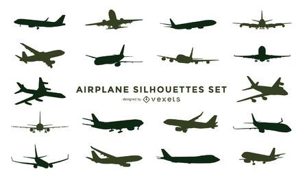 Conjunto de silhueta de avião Conjunto de silhueta de avião