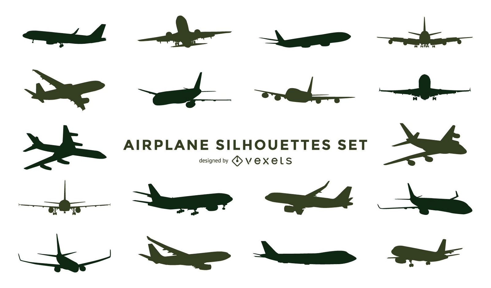 Airplane silhouette set
