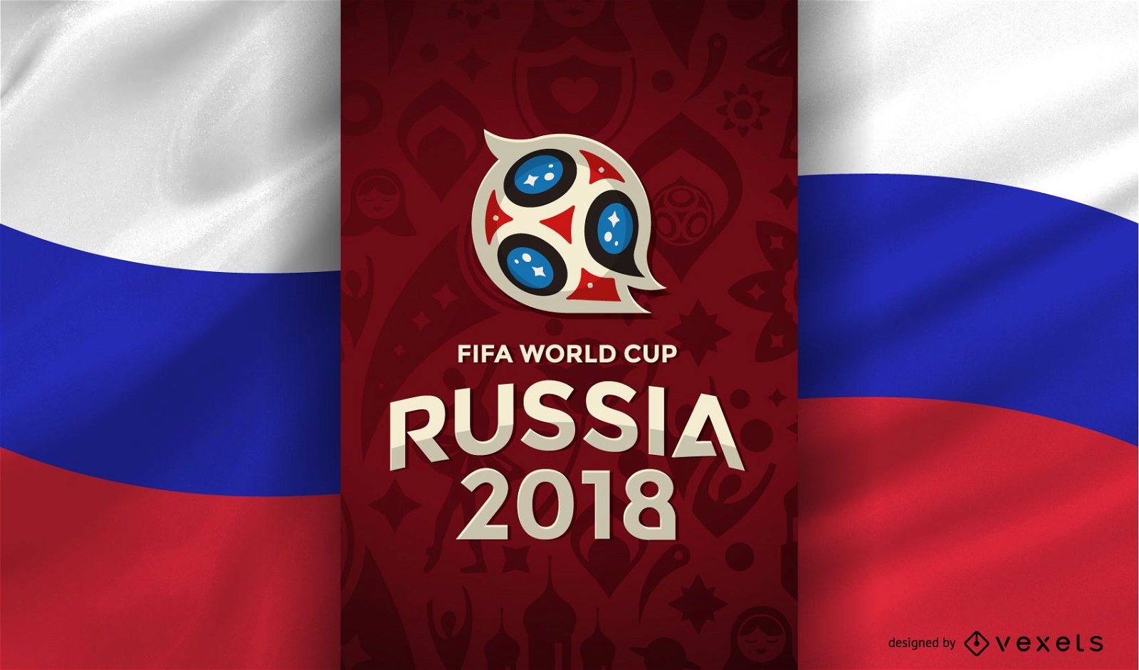 Rusia 2018 Copa del Mundo con bandera