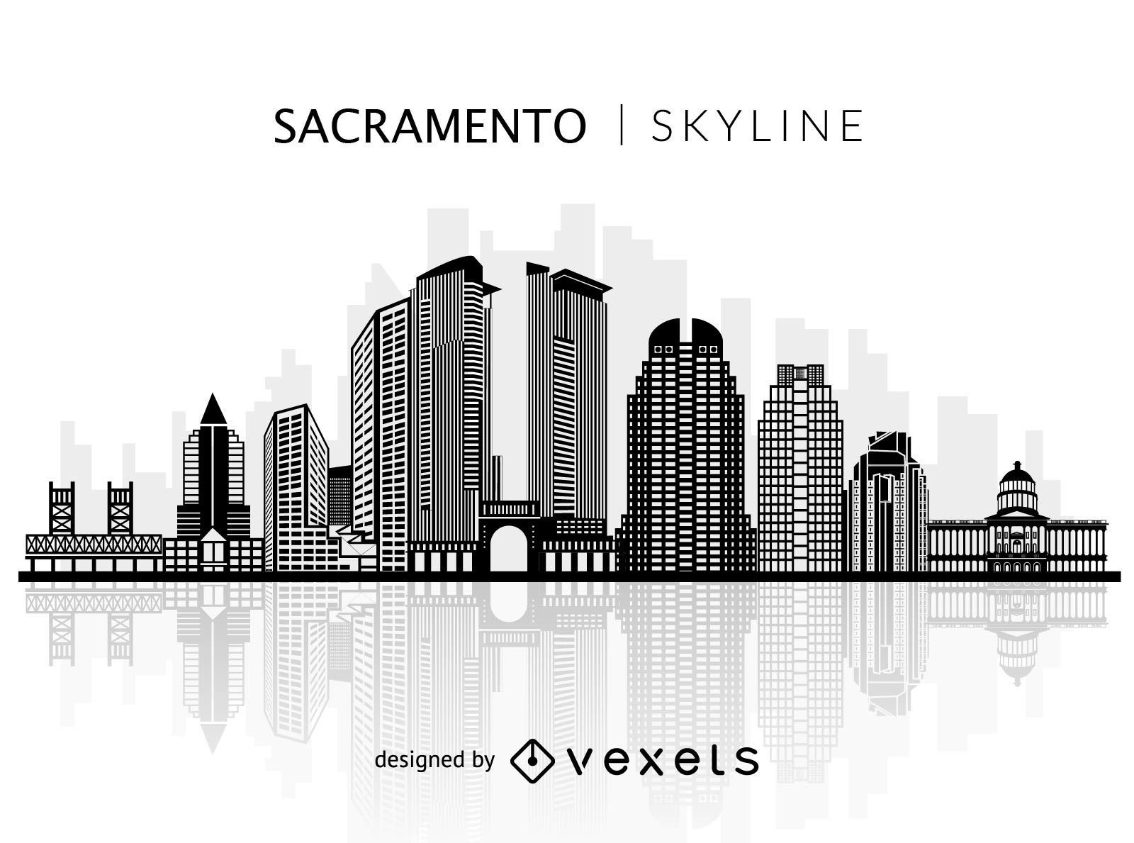 Silhouette of Sacramento skyline