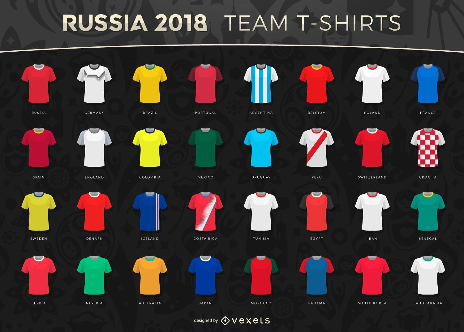 Russia 2018 World Cup team t-shirts