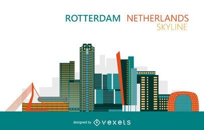 Horizonte colorido de Rotterdam Holanda